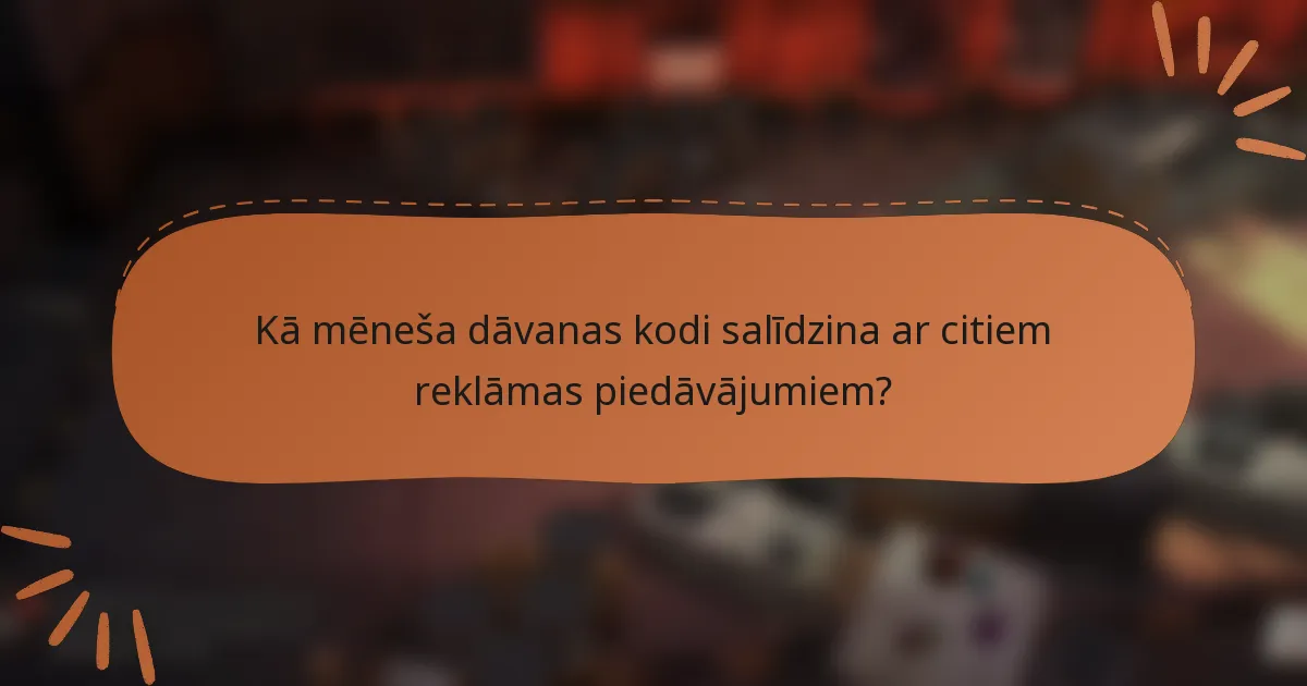 Kā mēneša dāvanas kodi salīdzina ar citiem reklāmas piedāvājumiem?